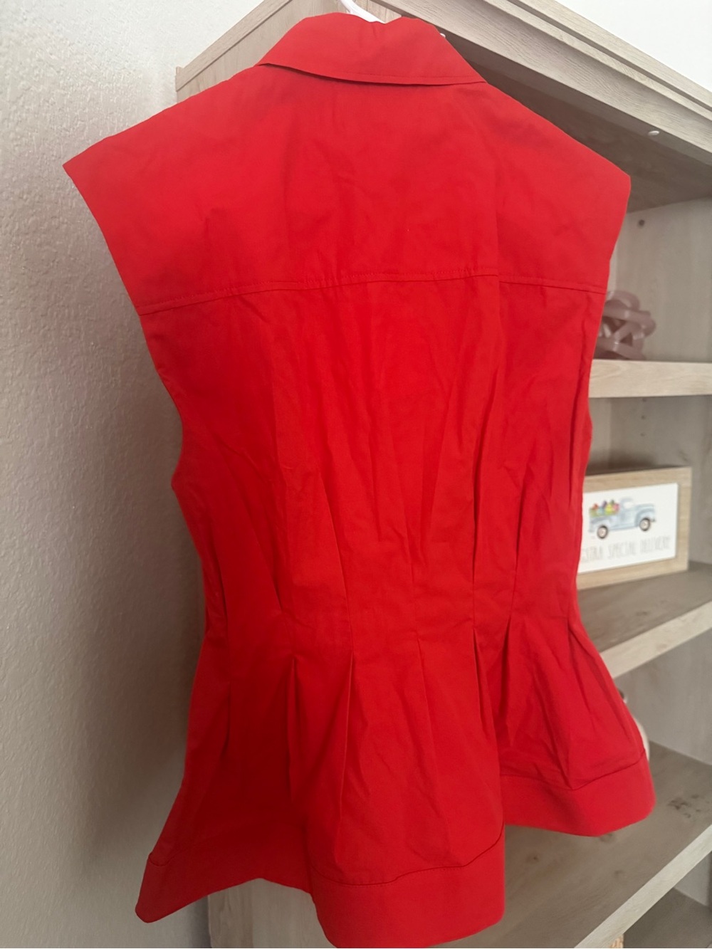 Zara Red Sleeveless Peplum Blouse